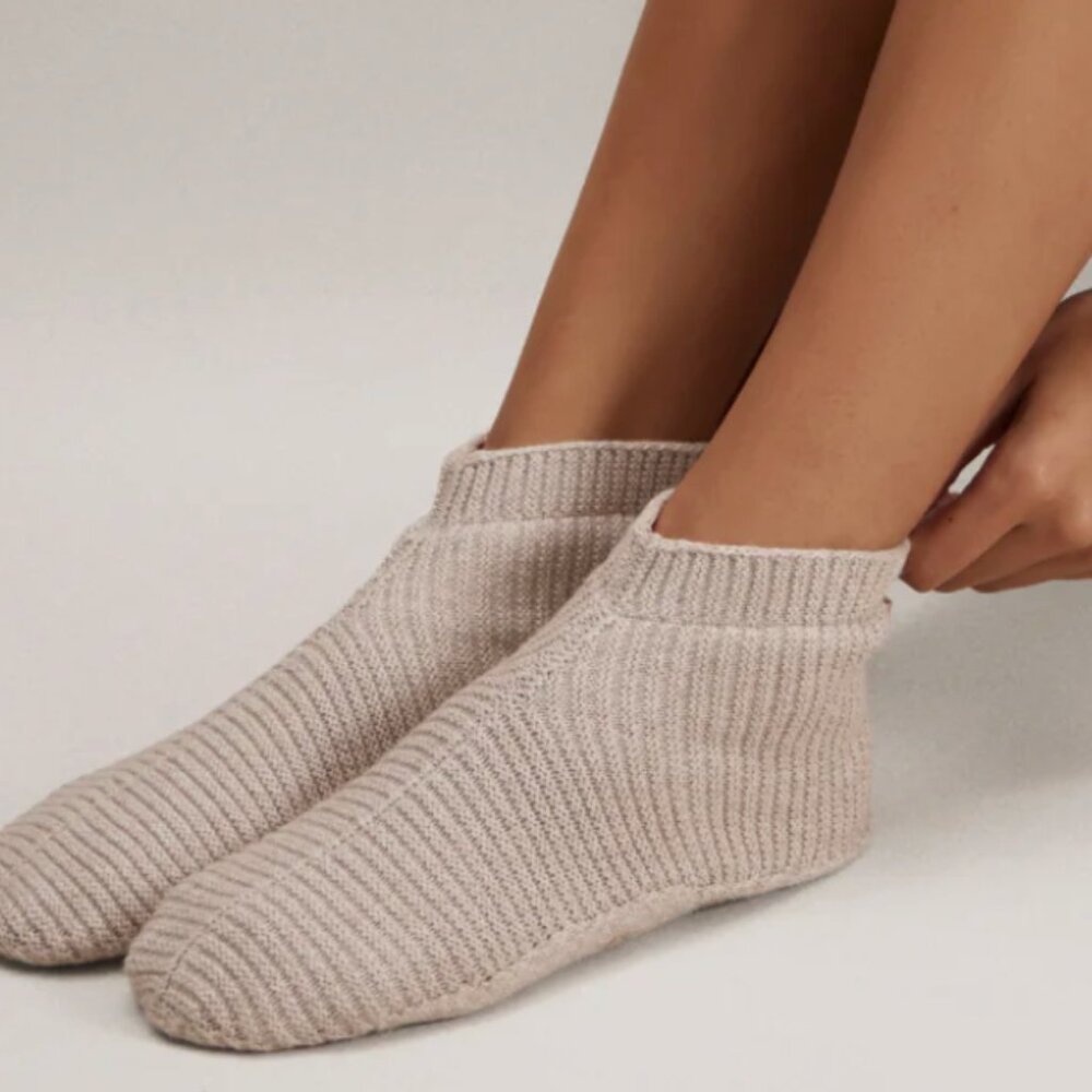 Lunya Cottonsilk Slipper Sock - Never Worn - Small - Oat Marl